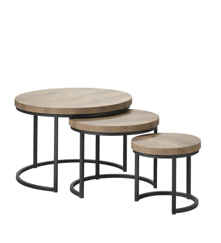 Bijzettafel Set Oltia Houtstructuur en Metaal