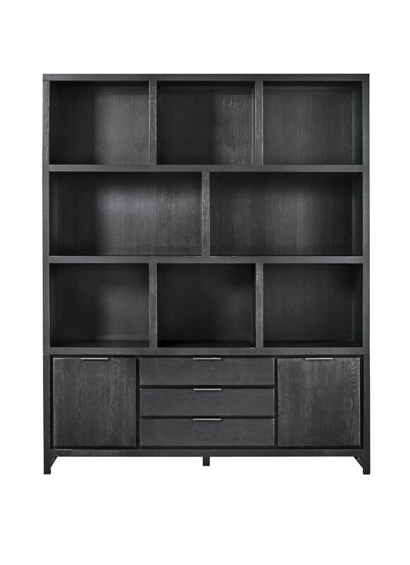 Boekenkast Lentaro eikenhout zwart