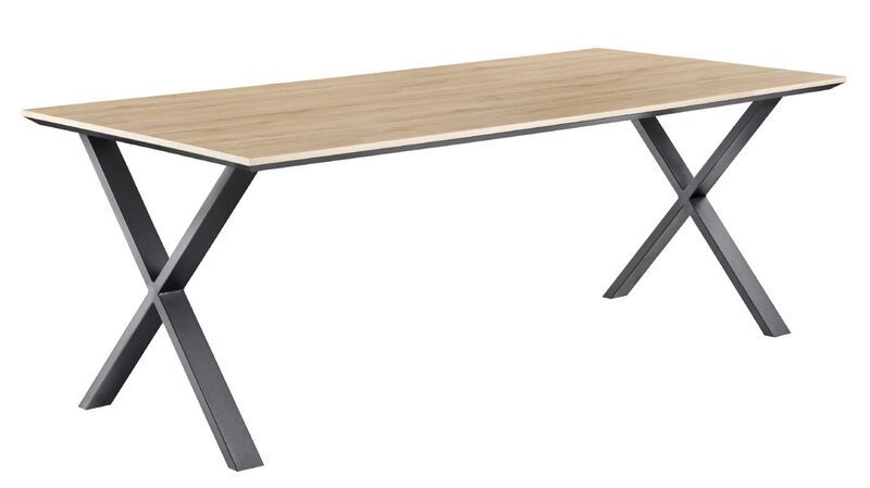 Eettafel Rianta houtstructuur/metaal 220x100cm