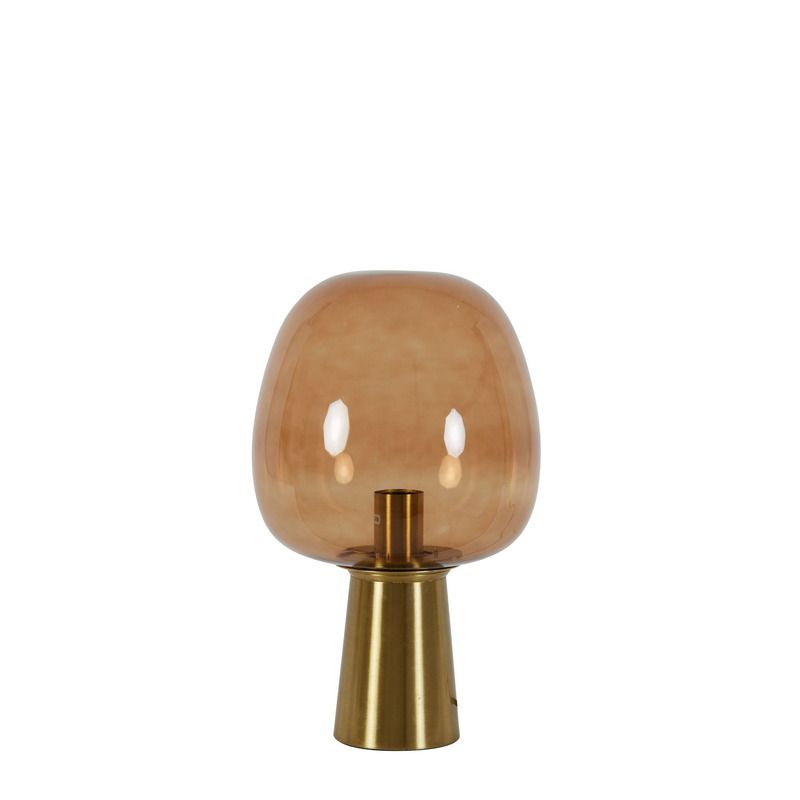 Tafellamp Maysony bronze bruin glas rond 22