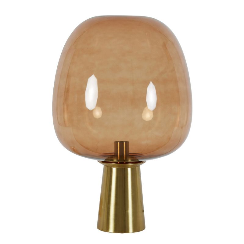 Tafellamp Maysony bronze bruin glas rond 40