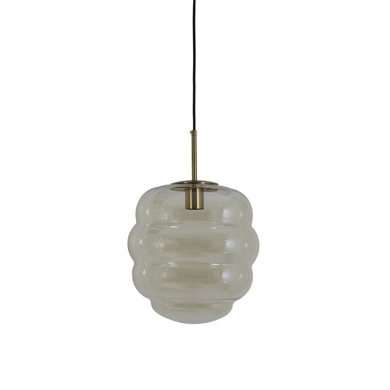 Hanglamp Misty goud cognac glas rond 30