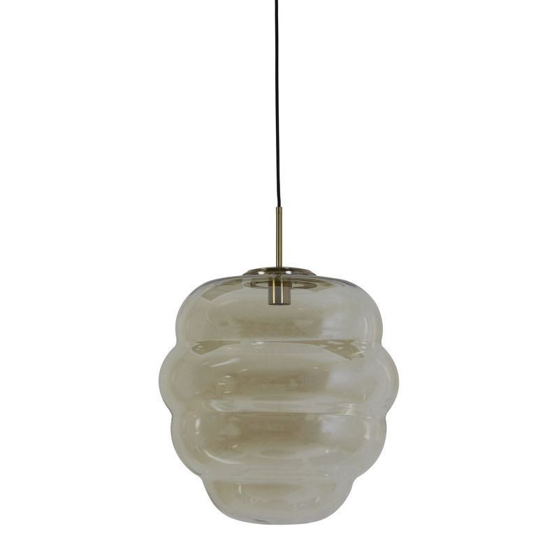 Hanglamp Misty goud cognac glas rond 45