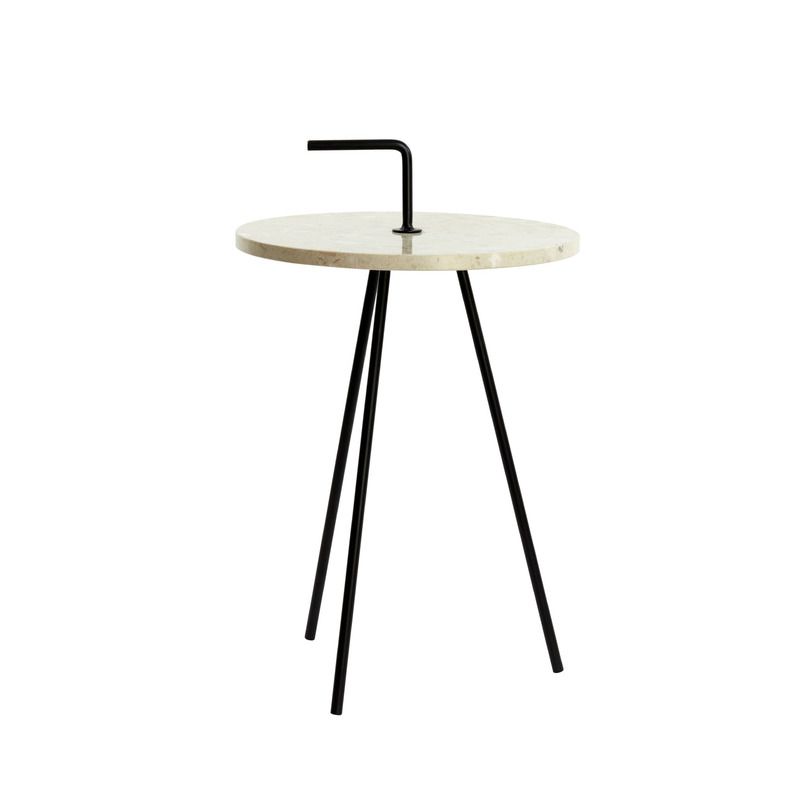 Bijzettafel Jobito beige mat zwart rond 42cm
