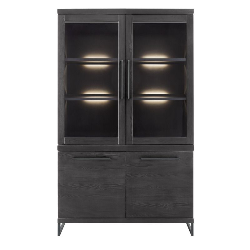 Vitrinekast Formia houtstructuur zwart