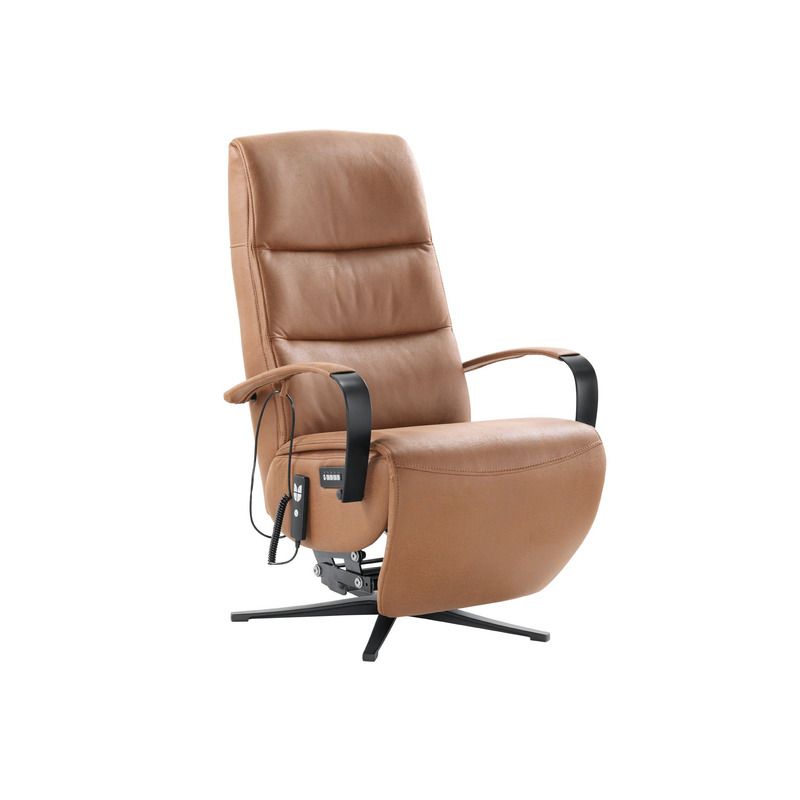 Relaxfauteuil Lancina met sta-op cognac
