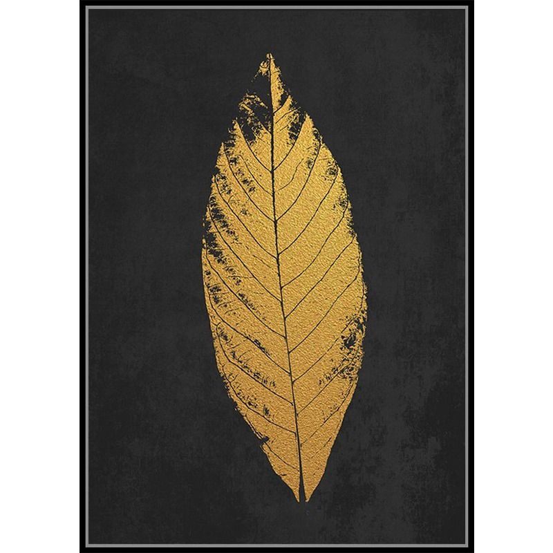 Wanddecoratie Blad canvas goud