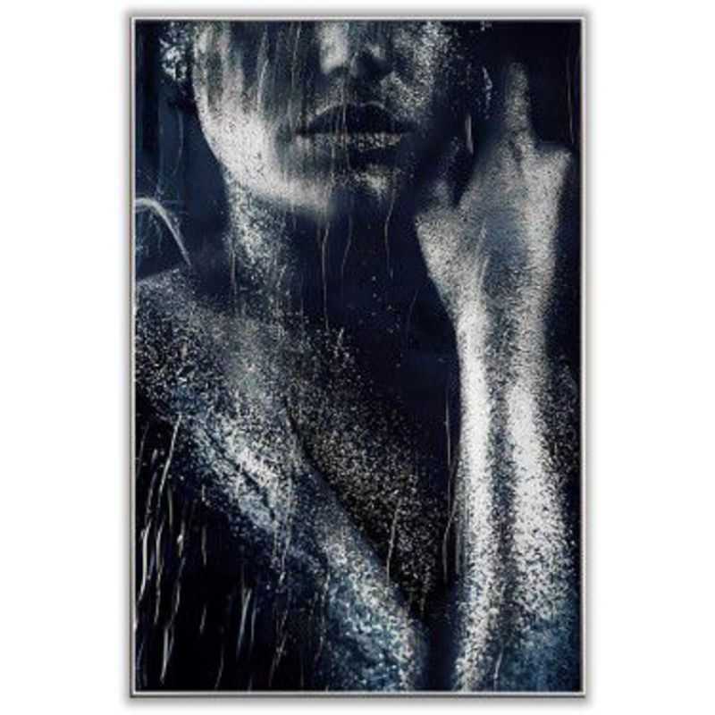 Wanddecoratie Lady canvas zilver