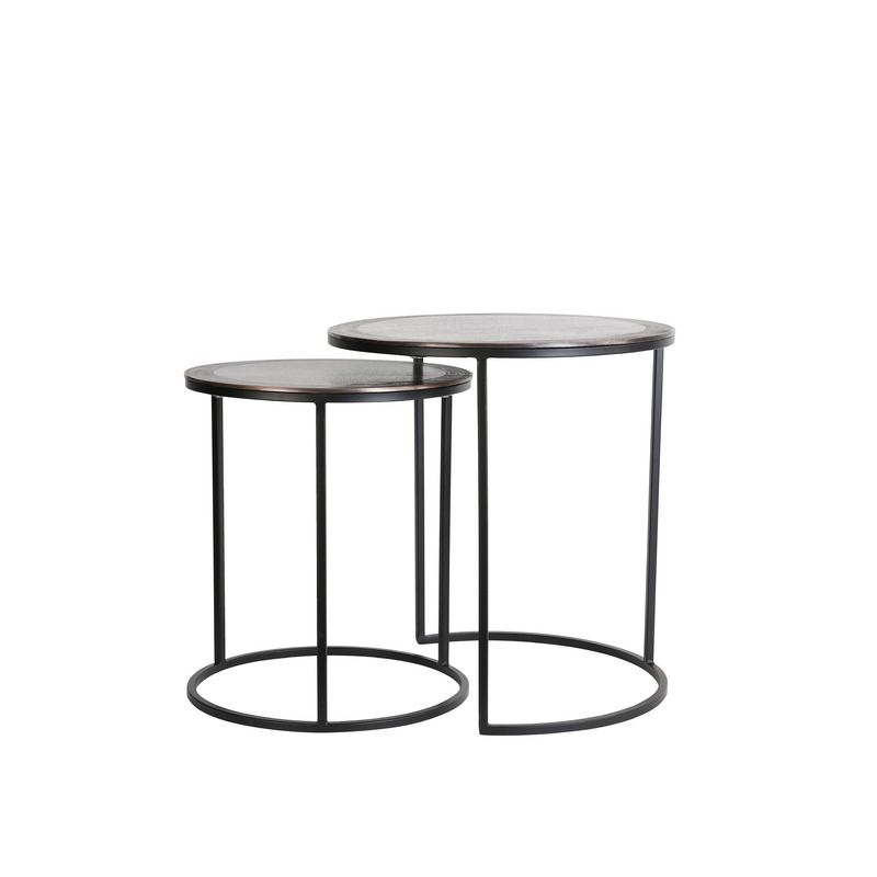 Bijzettafelset Talca antiek koper zwart rond 40-50cm