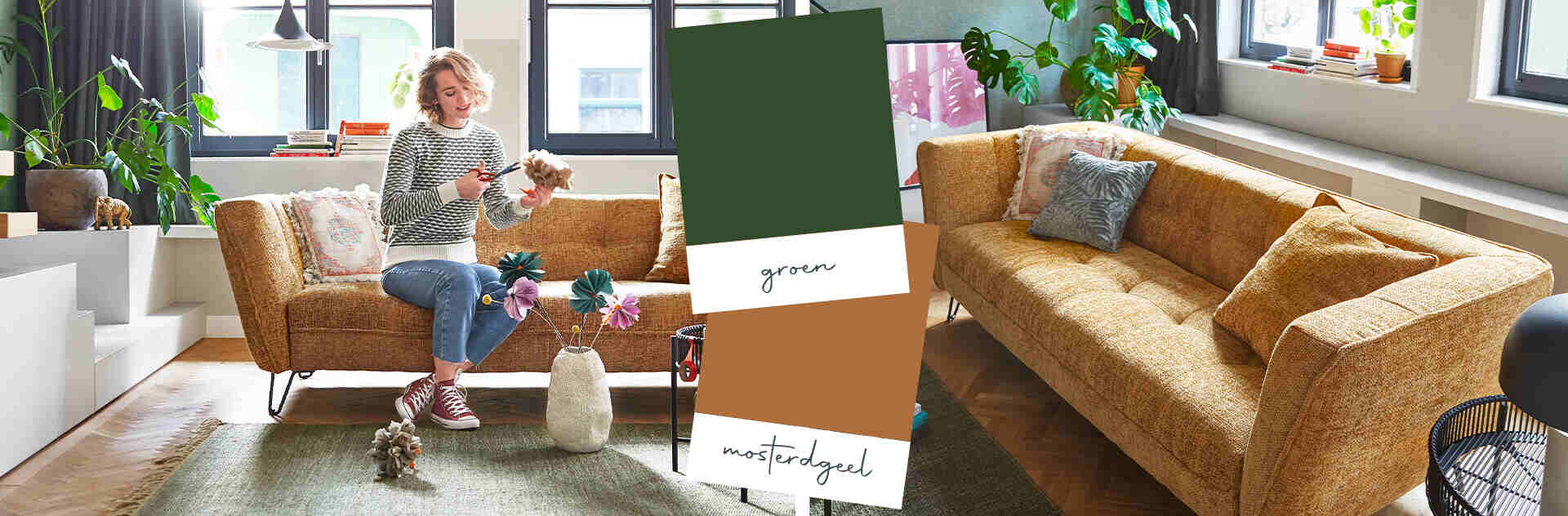 Sontino mosterdgele 3zitsbank