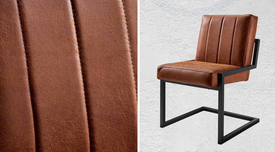 Eetkamerstoel cognac leer Contiro