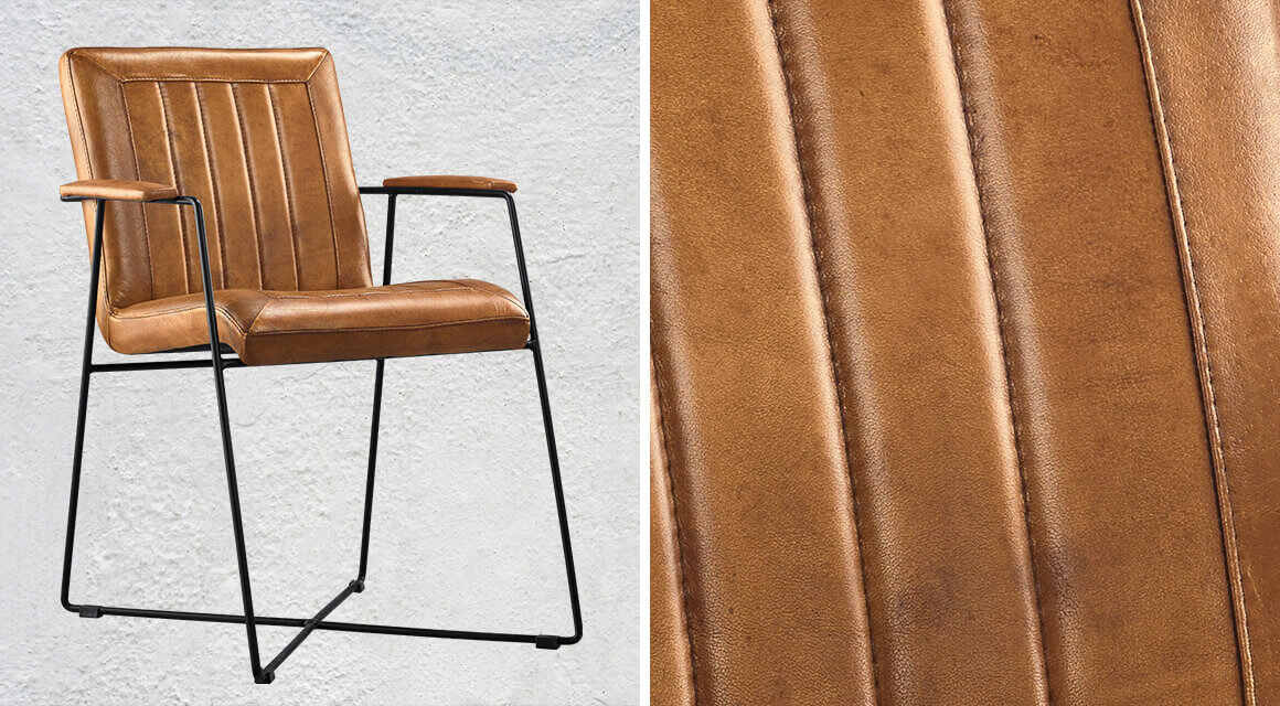 Eetkamerstoel cognac leer daan