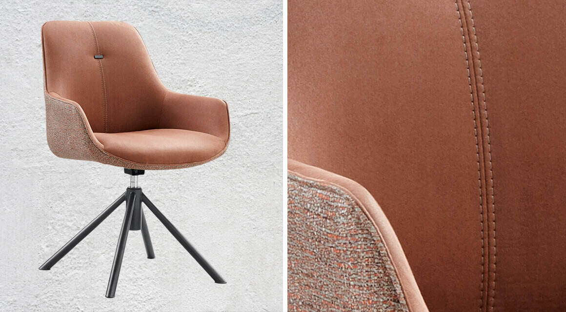 Eetkamerstoel cognac duo stoffering Jela