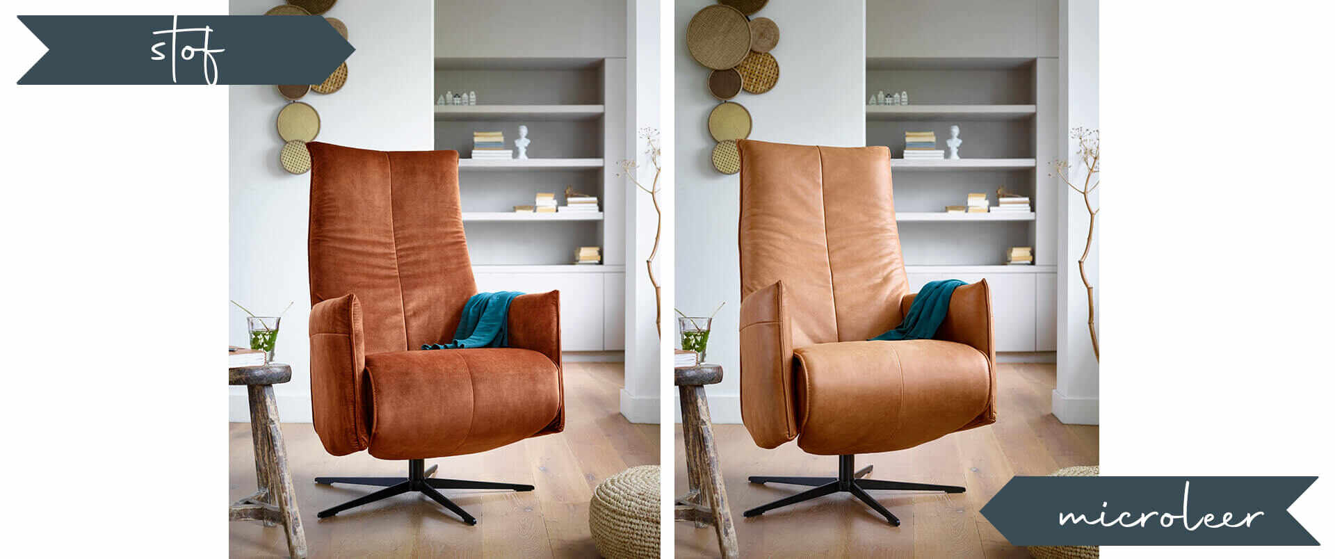 Stof of leer fauteuil