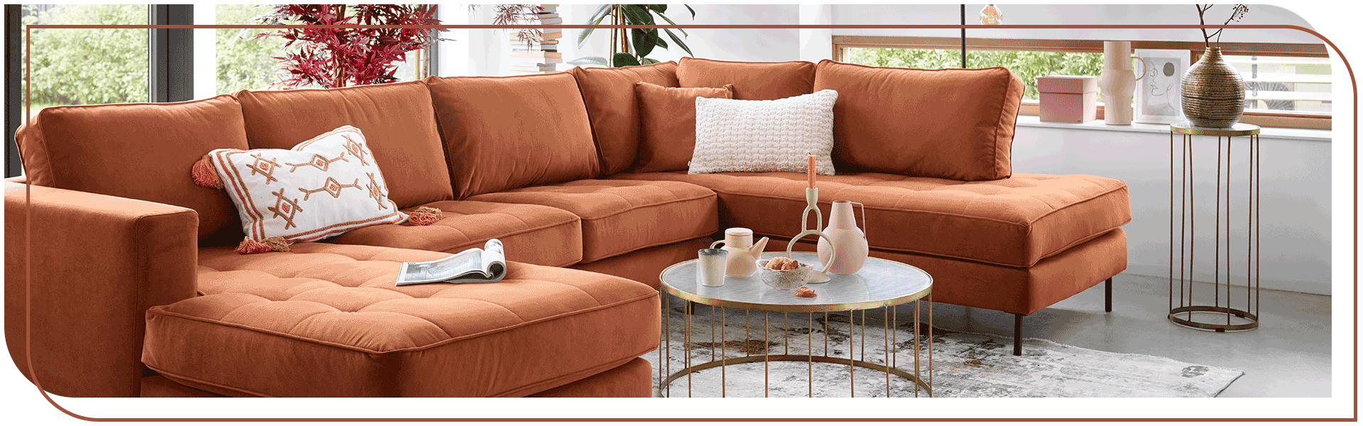 Kleurrijke woonstijl - hoekbank Delora - INHOUSE