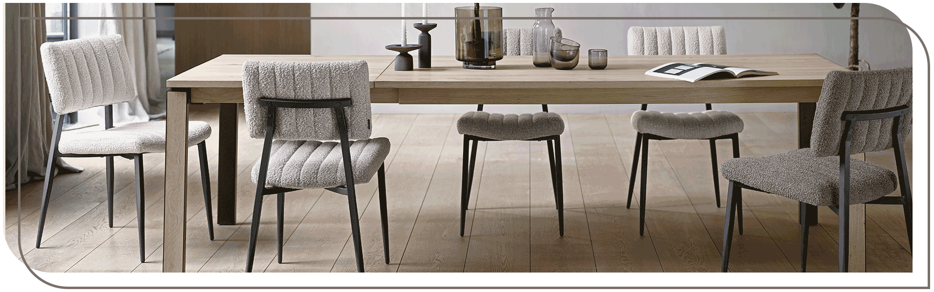 Stoelen onder 200 euro - Stoel Dominta en eettafel Altari - INHOUSE