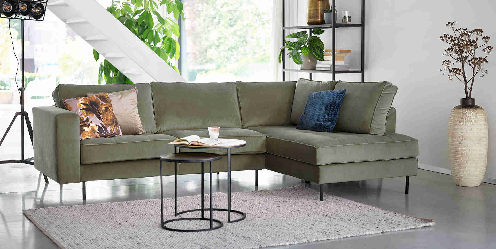 Delora hoekbank groen