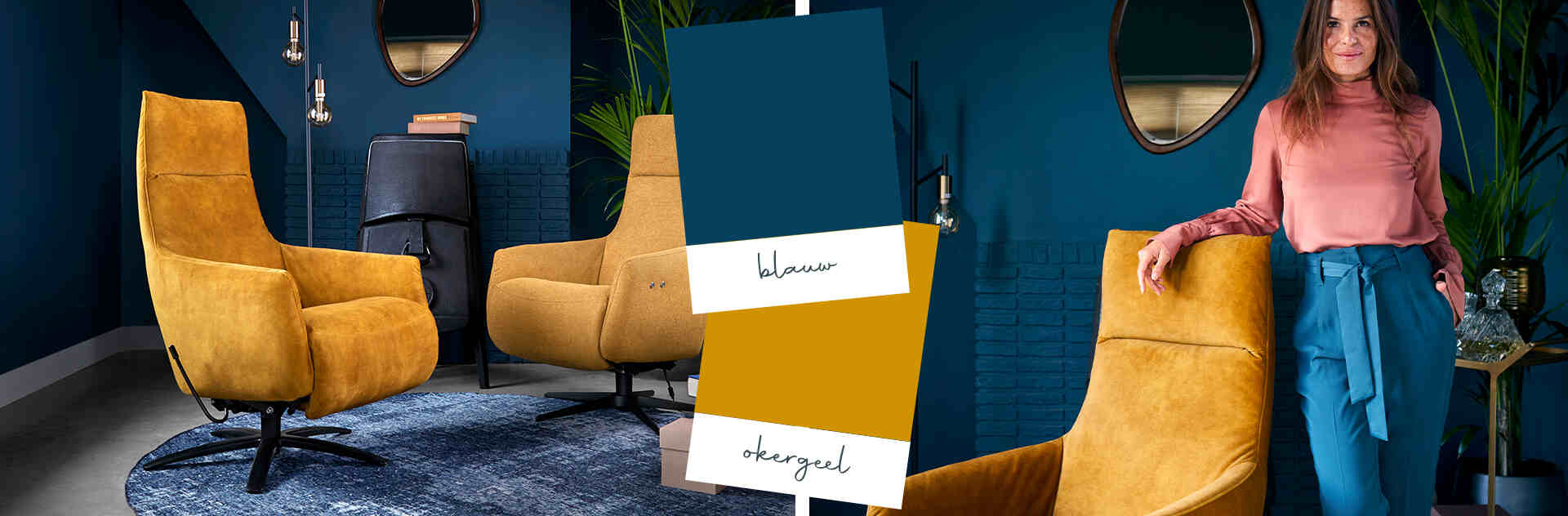 Daan okergele velvet eetkamerstoelen