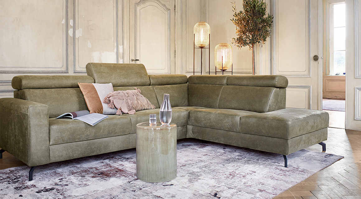 Dalio stoere leren okergele bank