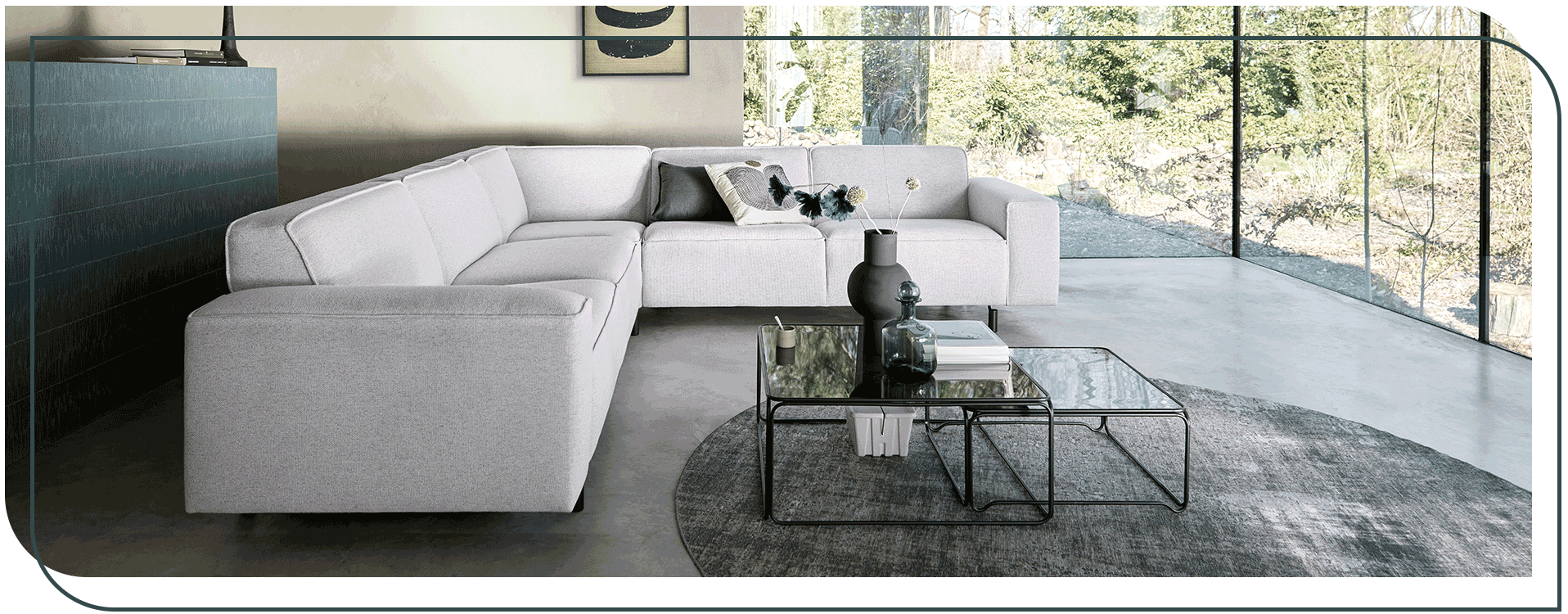 Grijze hoekbank Carolina - INHOUSE