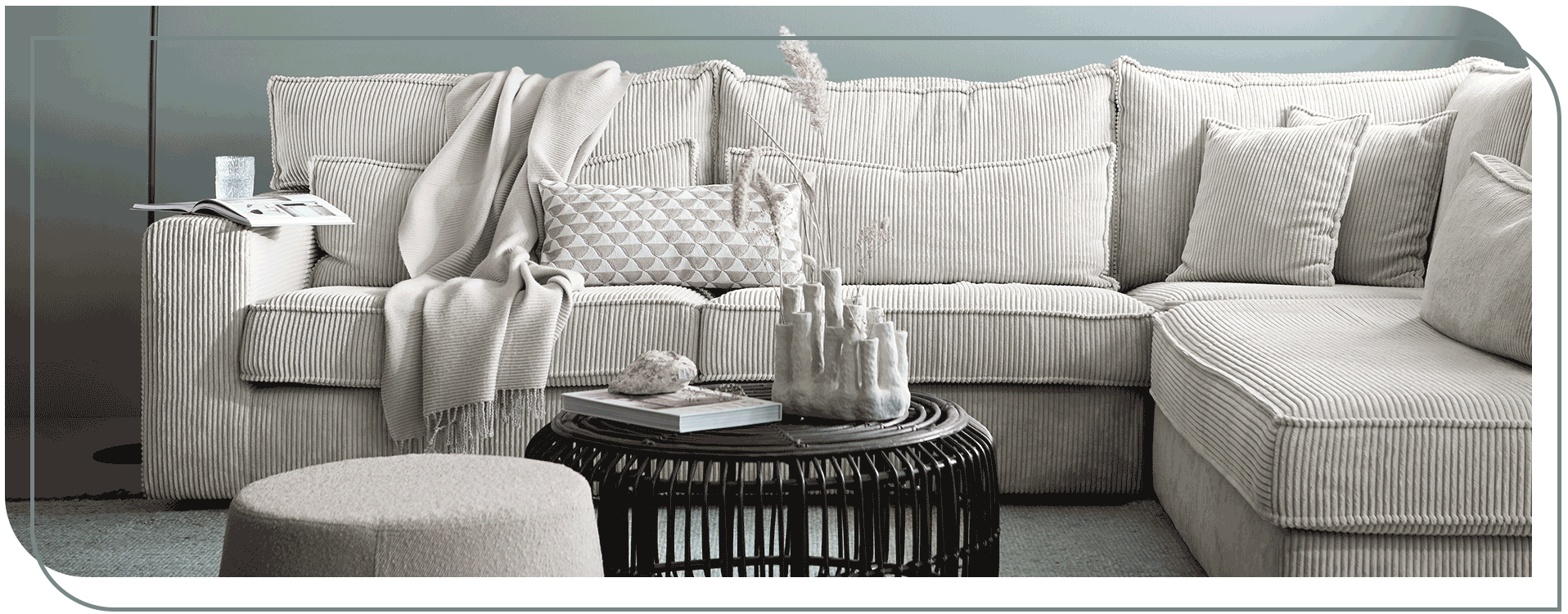 Hoekbank Famanti met ribstof - INHOUSE